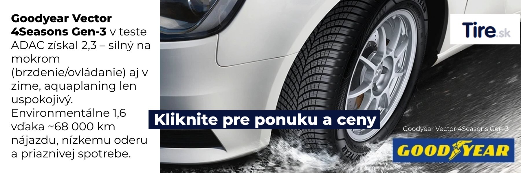 Celoročná pneumatika Goodyear Vector 4Seasons Gen-3 je „eko“ šampión s top výdržou